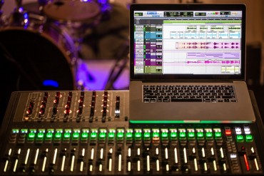 digital mixer recording studio with computer recording sounds music